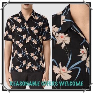 All Saints Hawaiian Shirt Button Down Short Sleeve Size Medium Resortwear